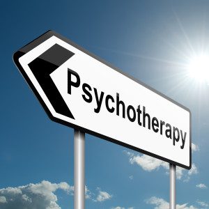 A street sign that says psychotherapy